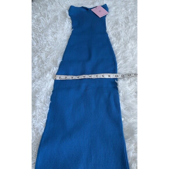 Hello Molly Womans Small Blue Ribbed Halter Bodycon Side Slit Dress NEW W/TAGS - Picture 10 of 10